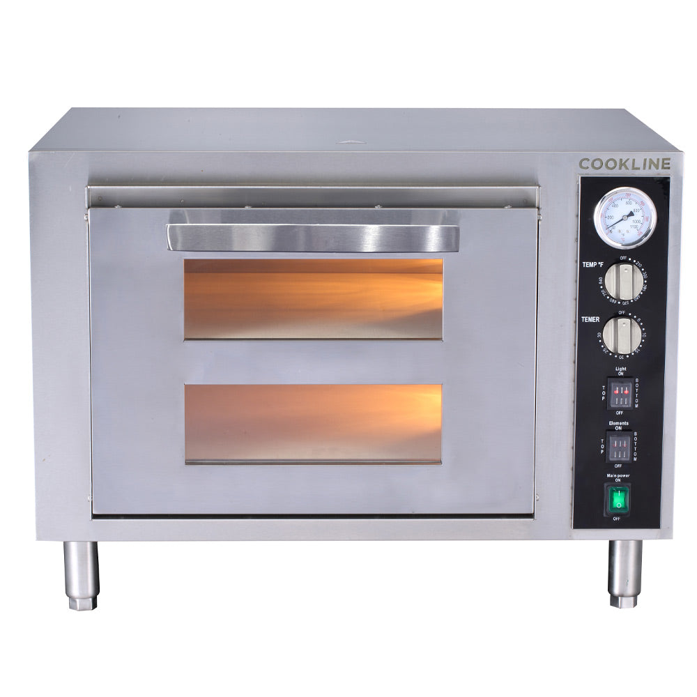 Cookline CPO-2 countertop electric pizza oven, front view, door closed