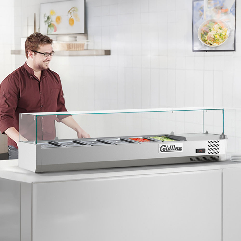 Coldline CTP60SG refrigerated countertop salad bar, on a service counter (representative image)