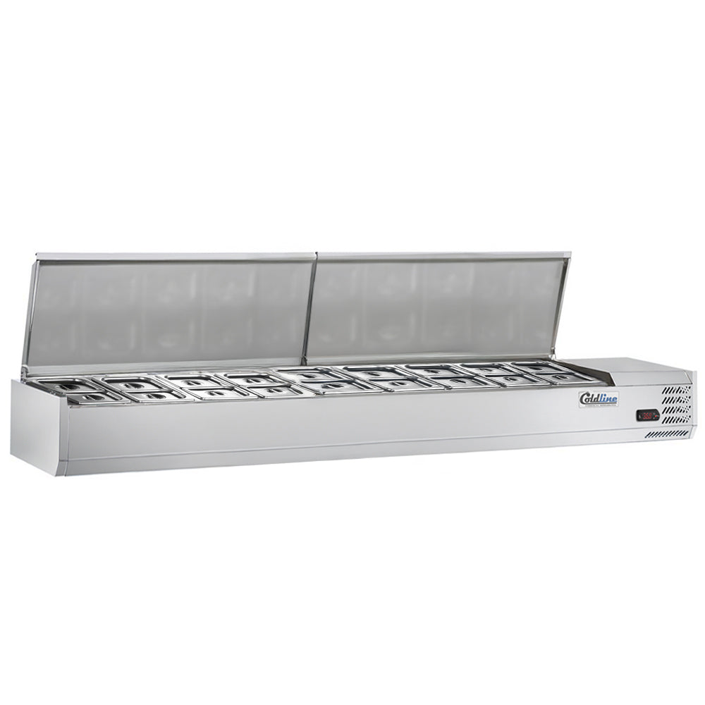Coldline CTP80SS refrigerated countertop salad bar, shown with smaller pans