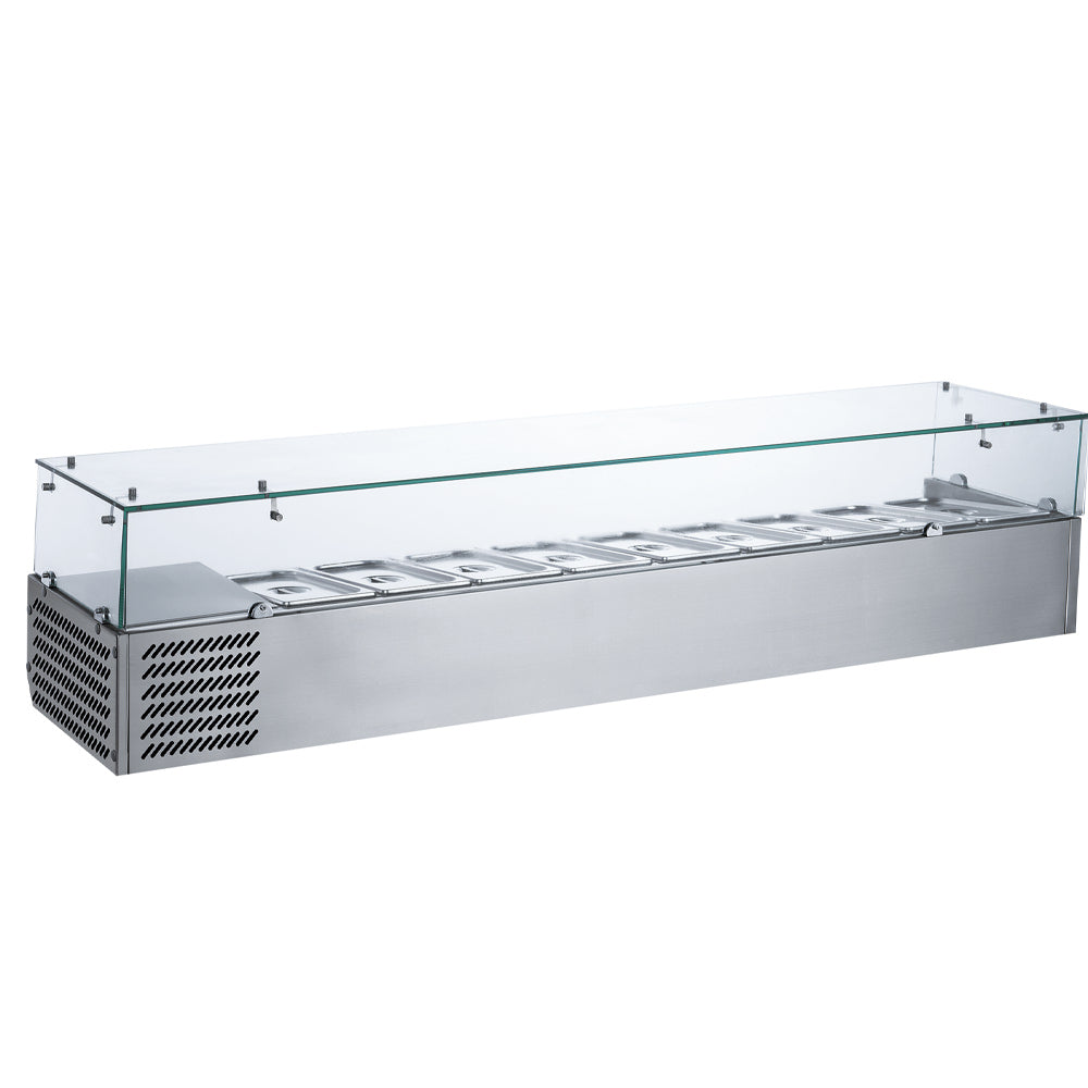 Coldline CTP80SG refrigerated countertop salad bar, angled view from the vented end