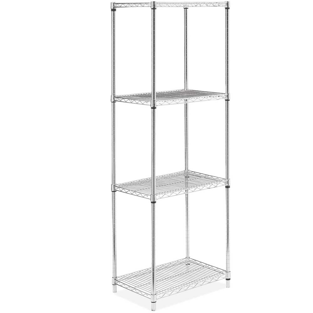 18"D x 24"L x 74"H Chrome Wire Shelving Kit, 4-Shelf, NSF Listed