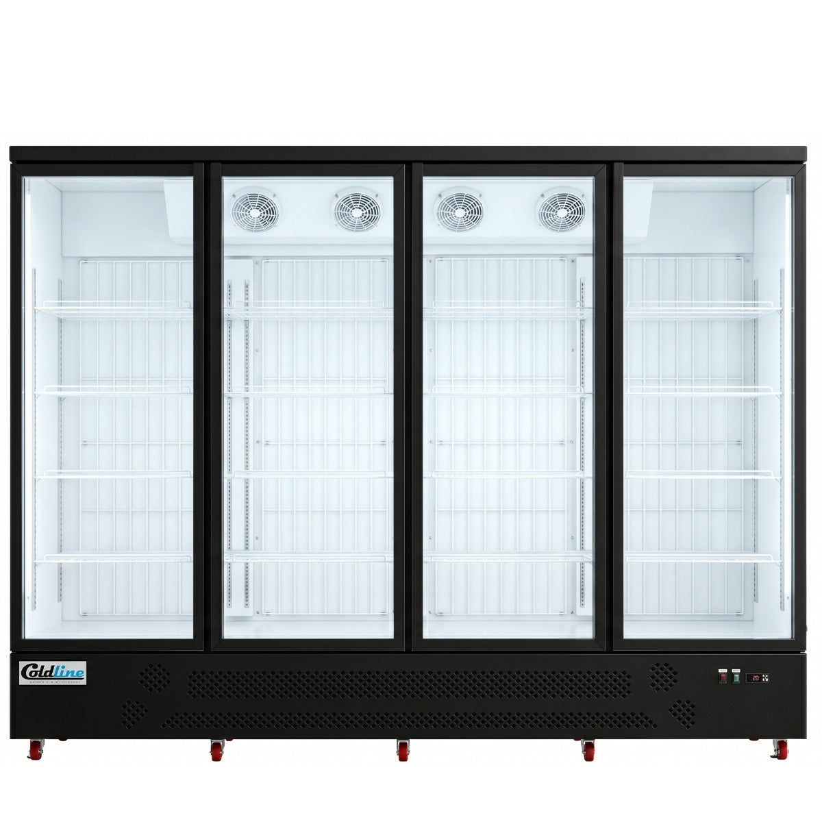 Coldline D4-B 98" Four Glass Door Merchandiser Freezer with LED Lighting, Black