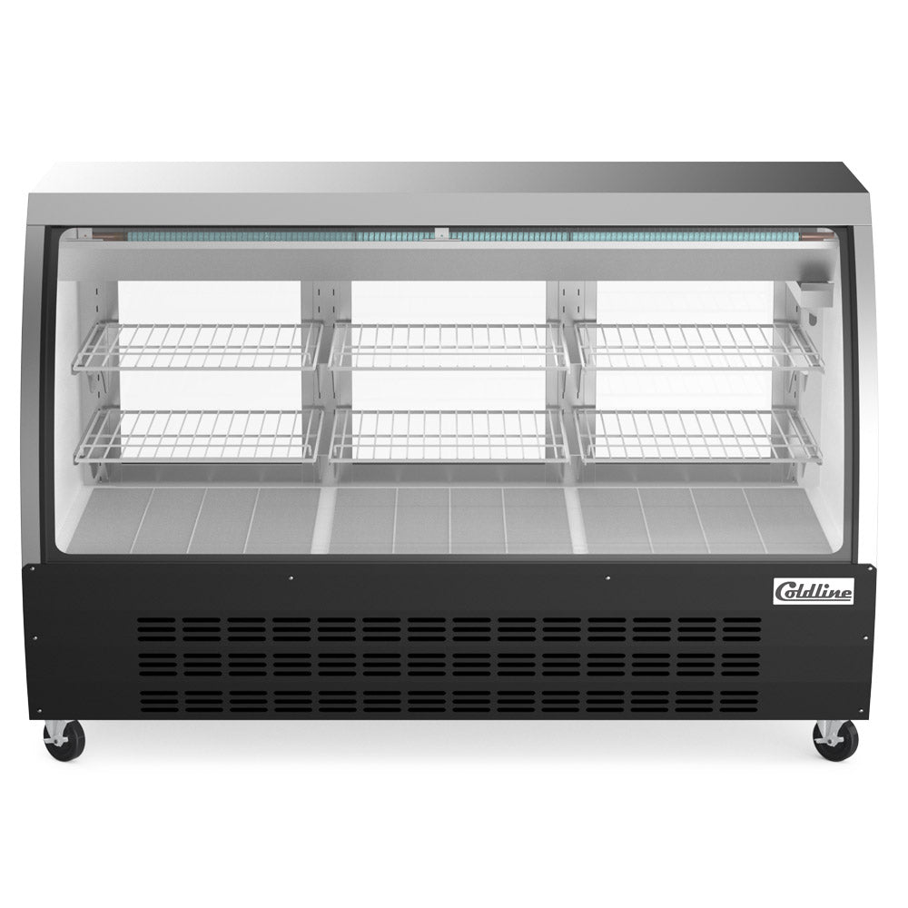 Coldline DC64-B black curved glass deli display case, front view