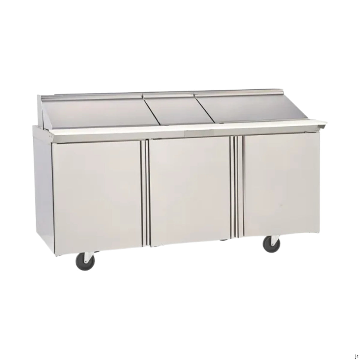 Delfield 4472NP-18 72.13-Inch Sandwich & Salad Prep Table — 18 Pans, 3 doors