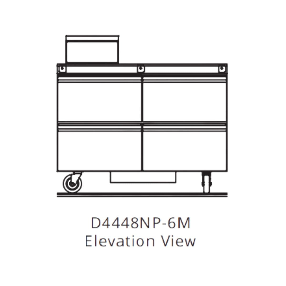 Delfield D4448NP-6M 48.13-Inch Sandwich & Salad Prep Table — 6 Pans, 4 drawers
