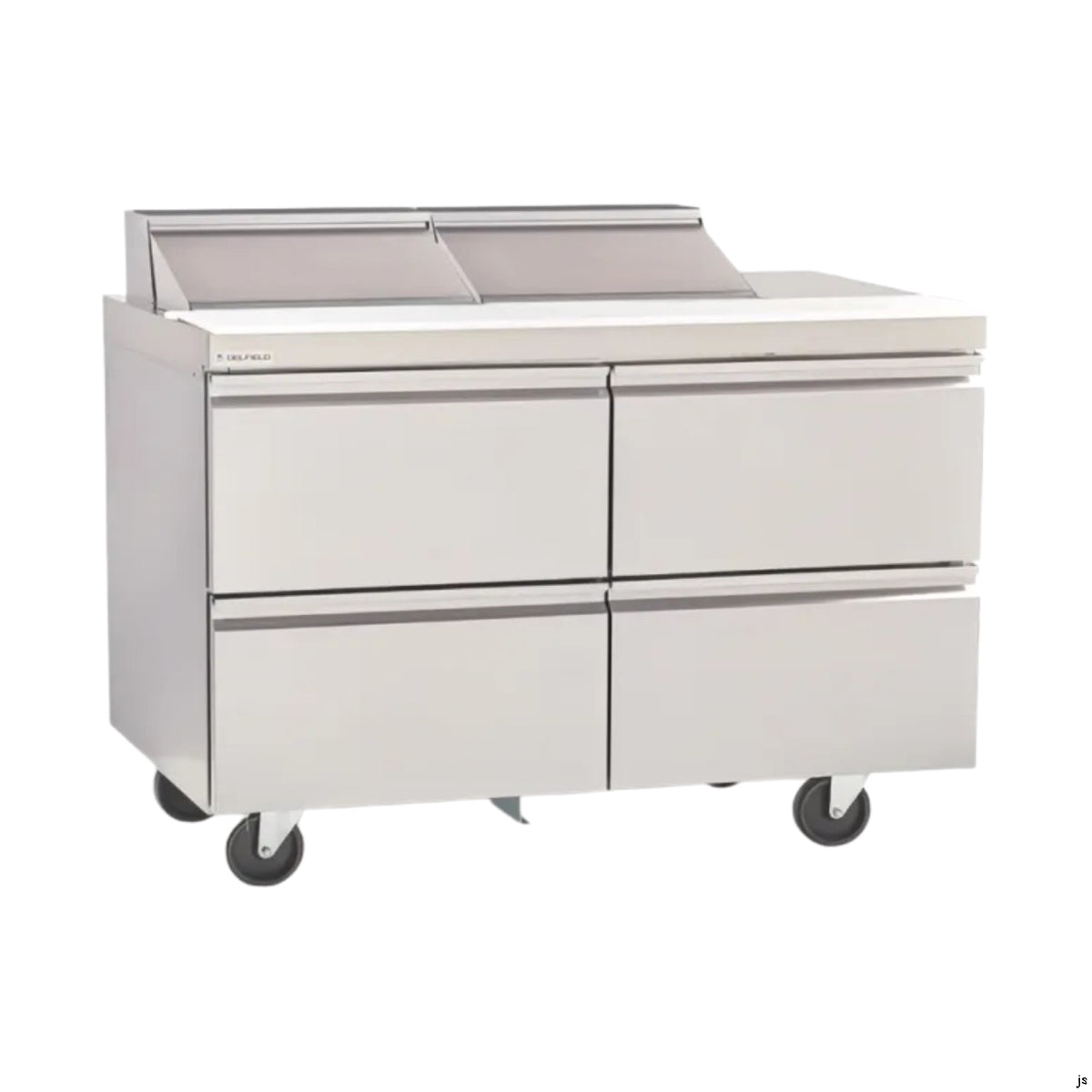 Delfield D4464NP-18M 64.13-Inch Sandwich & Salad Prep Table β 18 Pans, 4 drawers