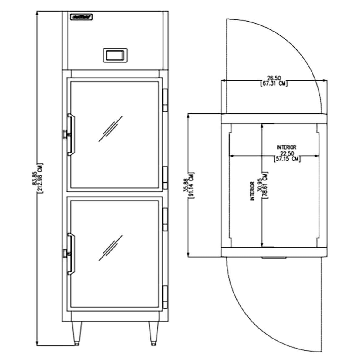 Delfield DSLRPT1-GH 26.5-Inch Pass-Thru Glass Door Refrigerator β 4 Doors