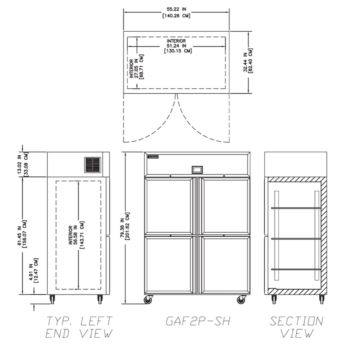 Delfield GAF2P-SH 55.22-Inch Reach-In Freezer — 4 Doors