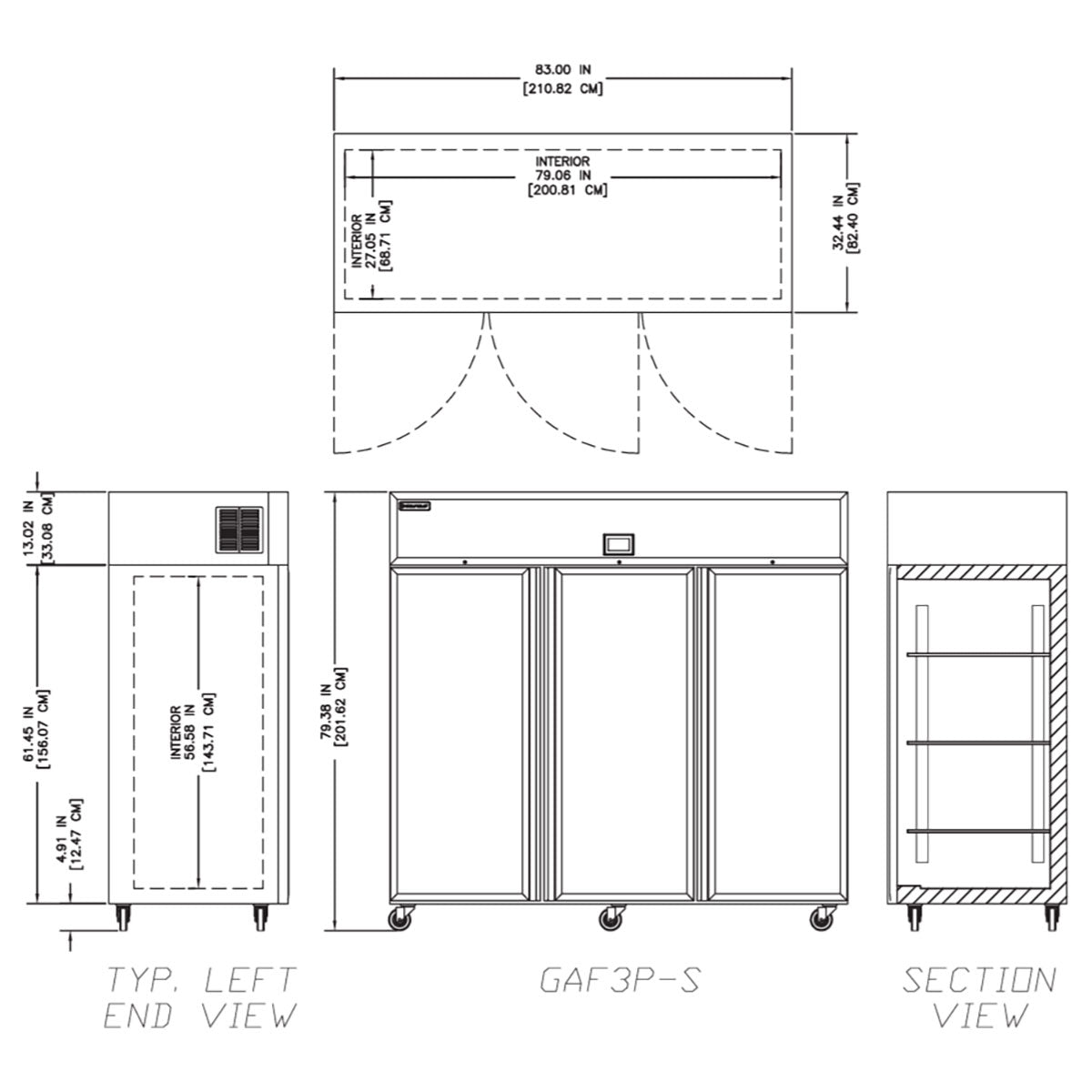 Delfield GAF3P-S 83-Inch Reach-In Freezer β 3 Doors