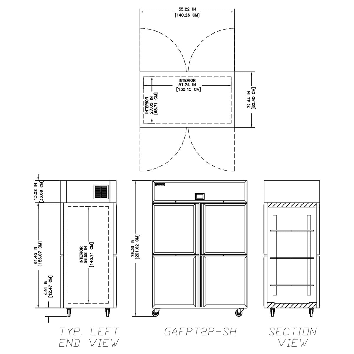Delfield GAFPT2P-SH 55.22-Inch Pass-Thru Freezer β 8 Doors