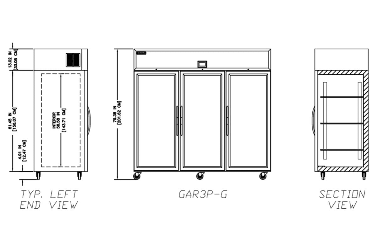 Delfield GAR3P-G 83-Inch Reach-In Glass Door Refrigerator β 3 Doors