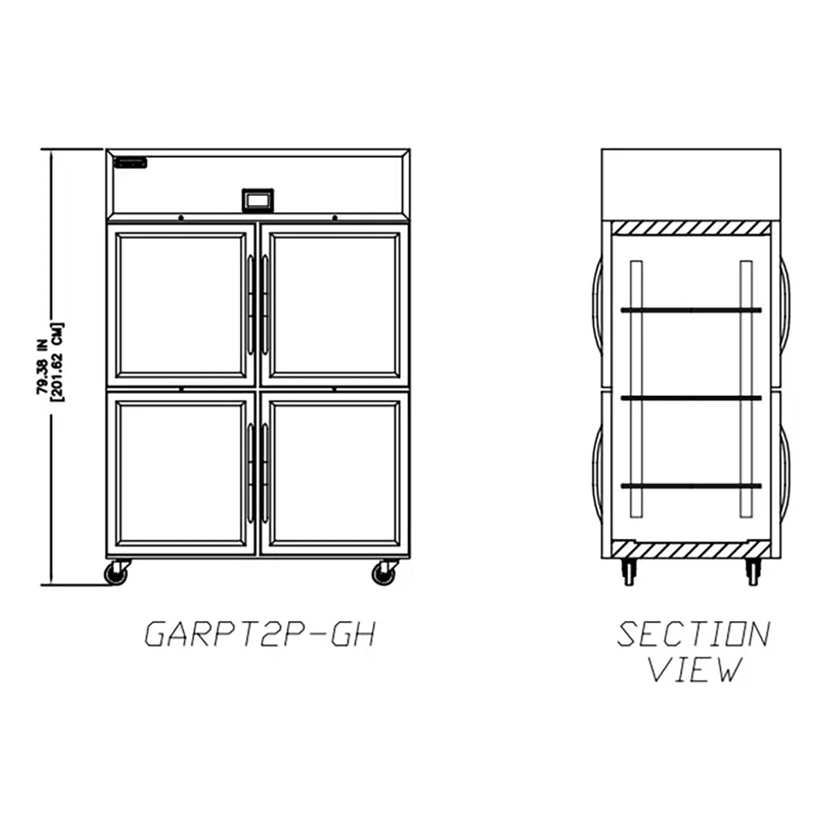 Delfield GARPT2P-GH 55.22-Inch Pass-Thru Glass Door Refrigerator β 8 Doors