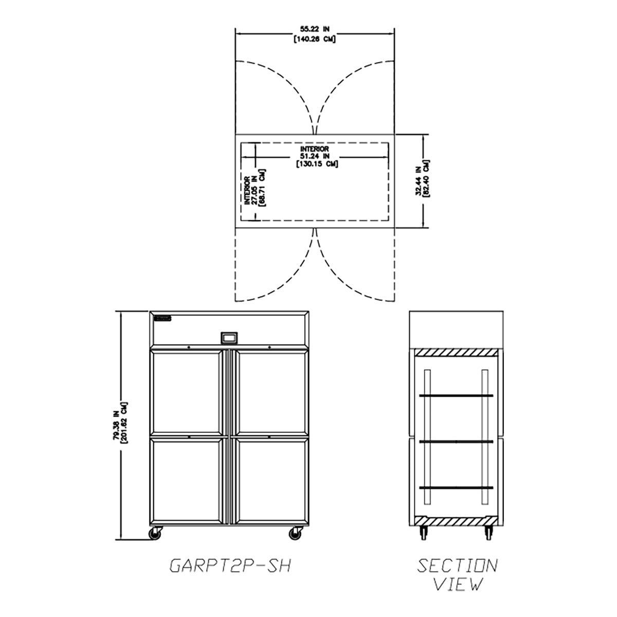 Delfield GARPT2P-SH 55.22-Inch Pass-Thru Refrigerator β 8 Doors