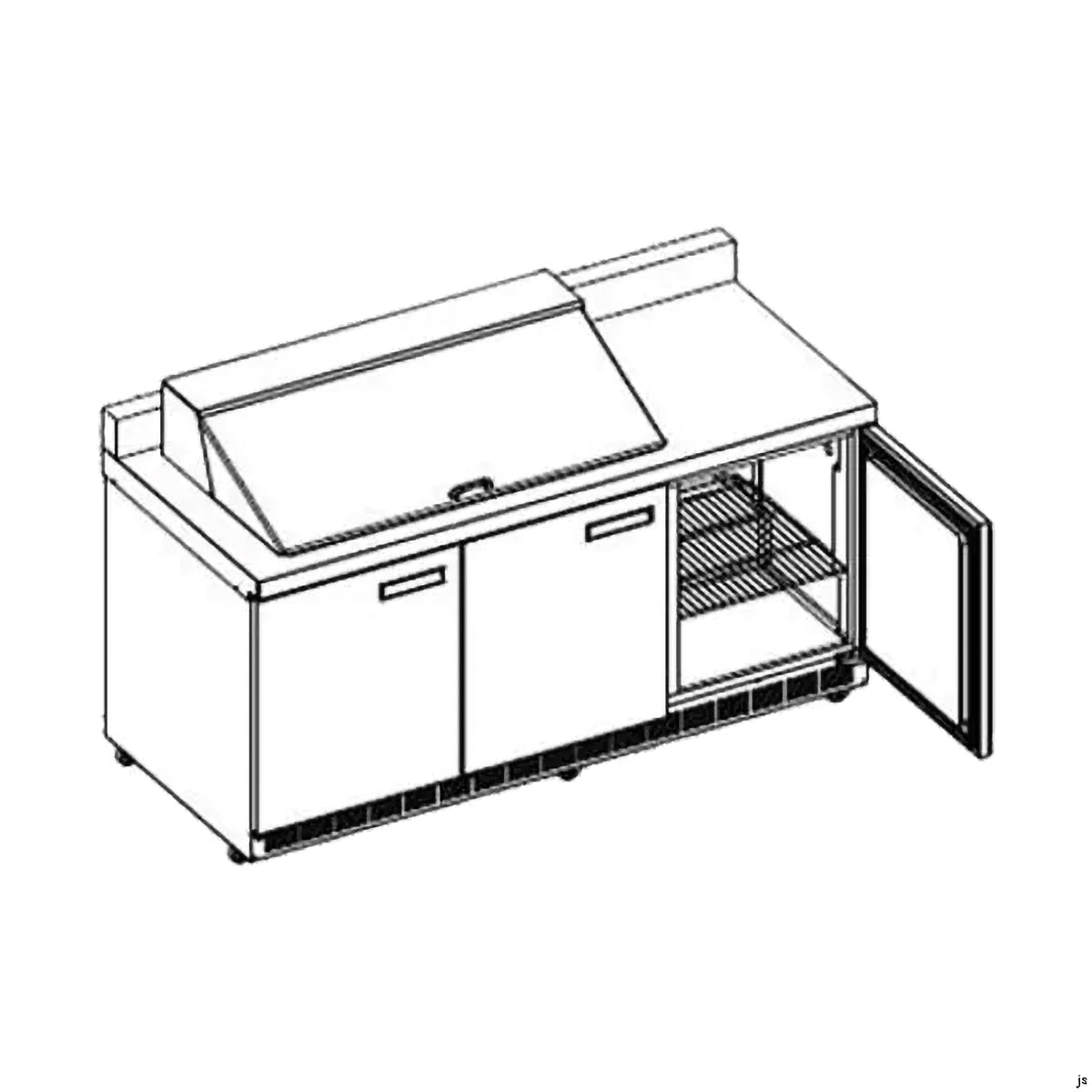 Delfield ST4472NP-24M 72.13-Inch Sandwich & Salad Prep Table — 24 Pans, 3 doors