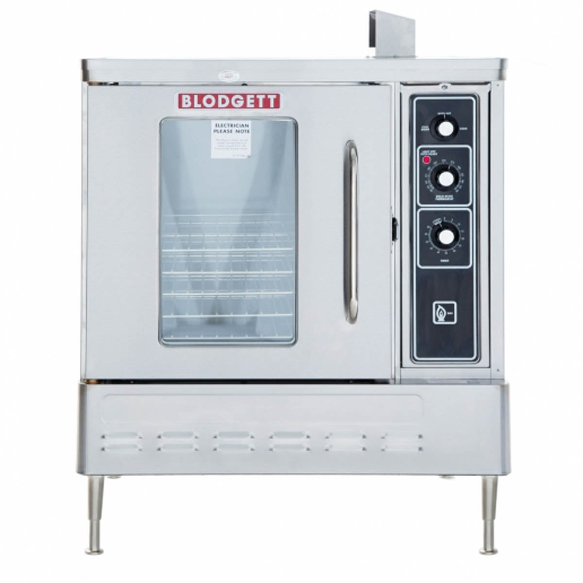 Blodgett DFG-50 half-size gas convection oven, front view on legs