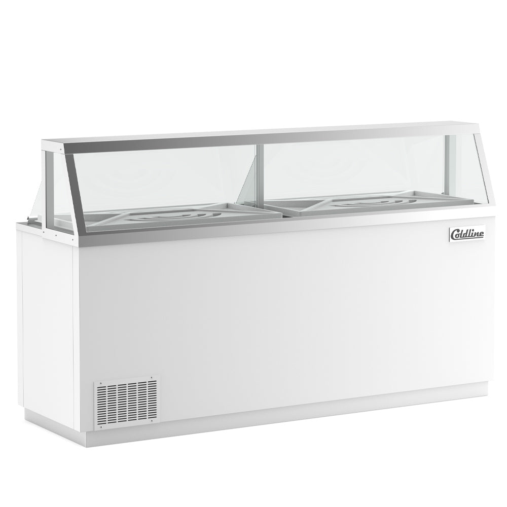 Coldline DIP-88 ice cream dipping cabinet, angled front view, white background