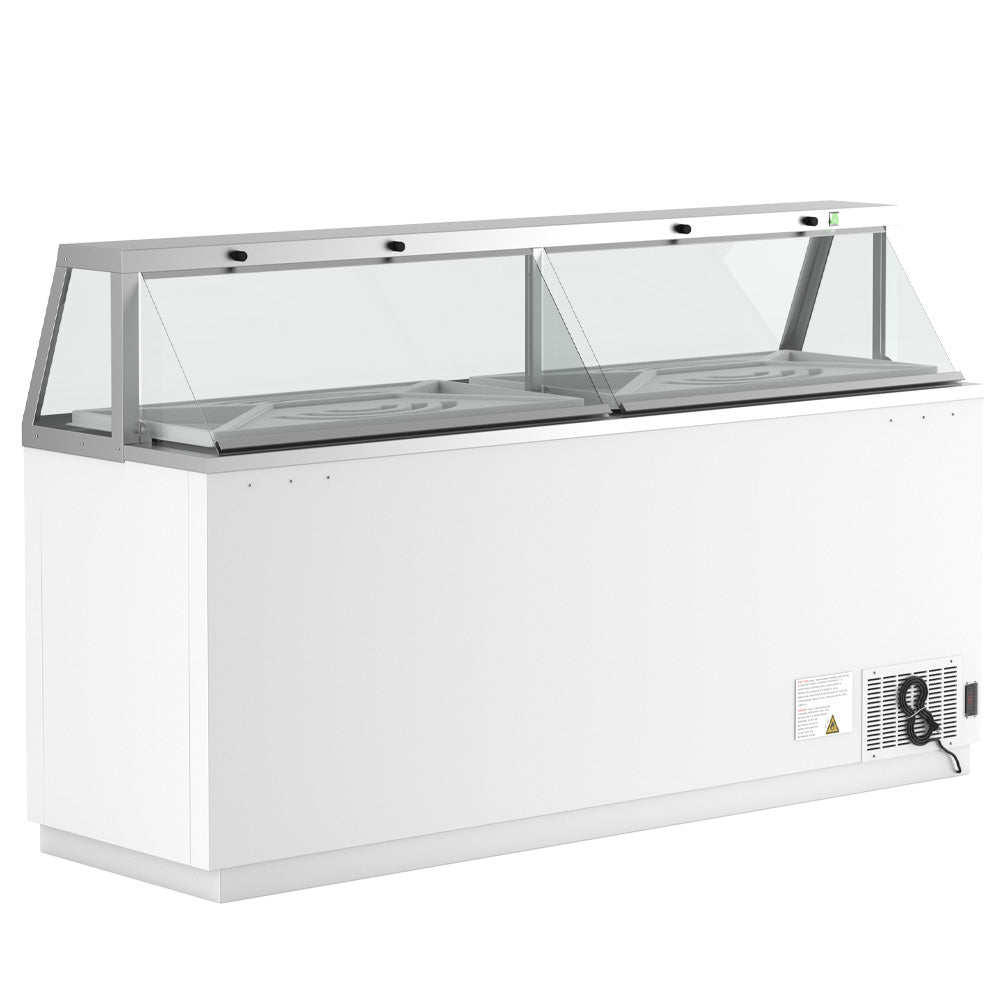 Coldline DIP-88 ice cream dipping cabinet, rear view with compressor grille and power cord