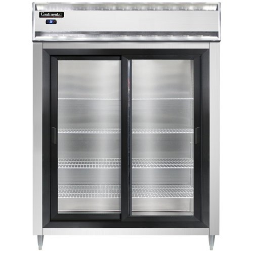 Continental Refrigerator D2RESNSGD 57-Inch Reach-In Glass Door Refrigerator — 2 Doors, Stainless Steel Front