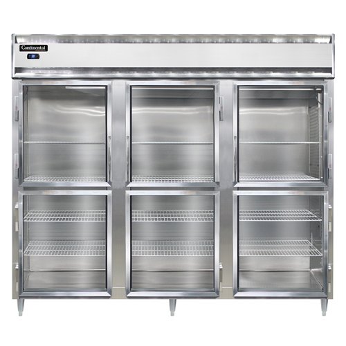 Continental Refrigerator D3RENGDHD 85.5-Inch Reach-In Glass Door Refrigerator — 6 Doors, Stainless Steel Front