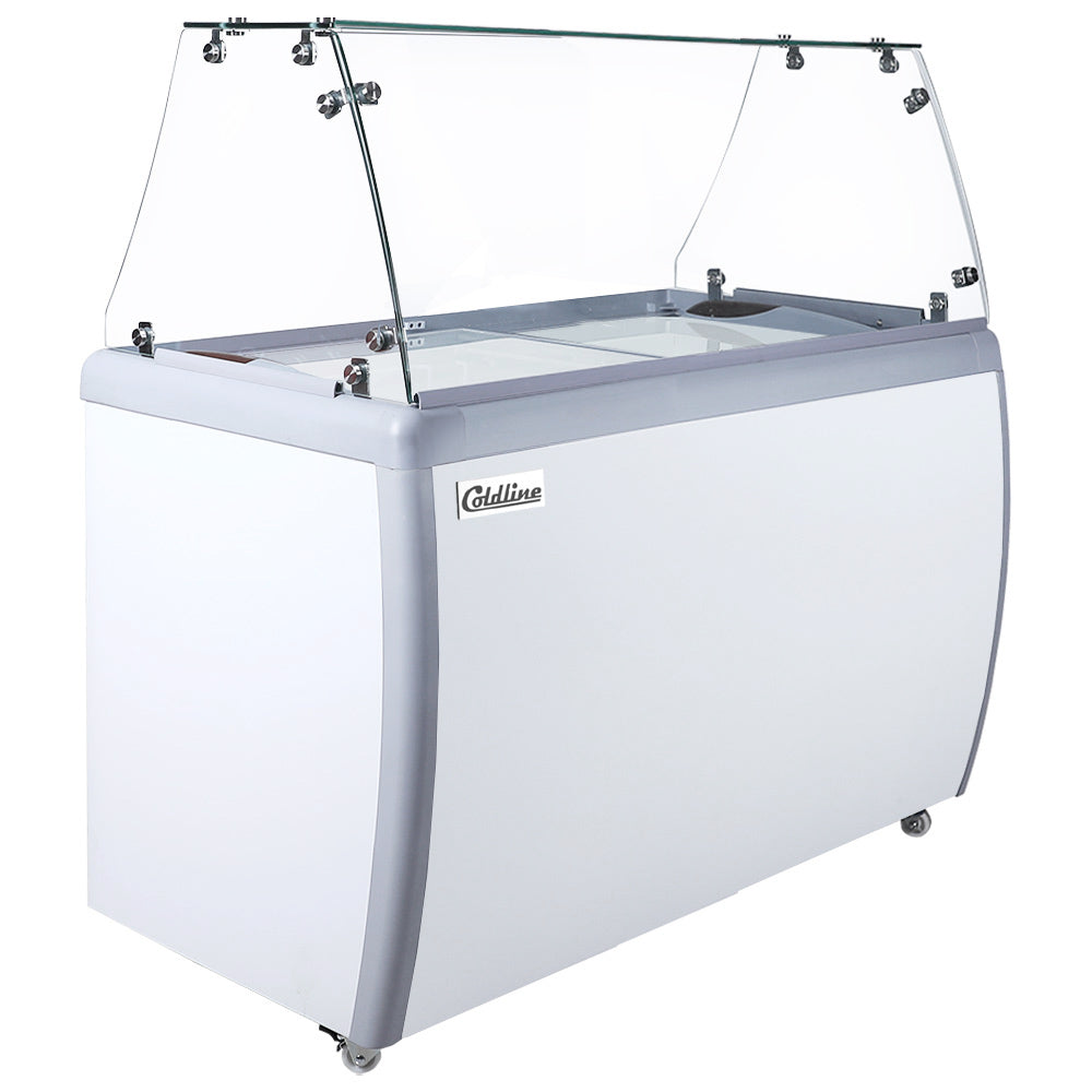 Coldline DP-360-FSG ice cream dipping cabinet, with glass sneeze guard, front view