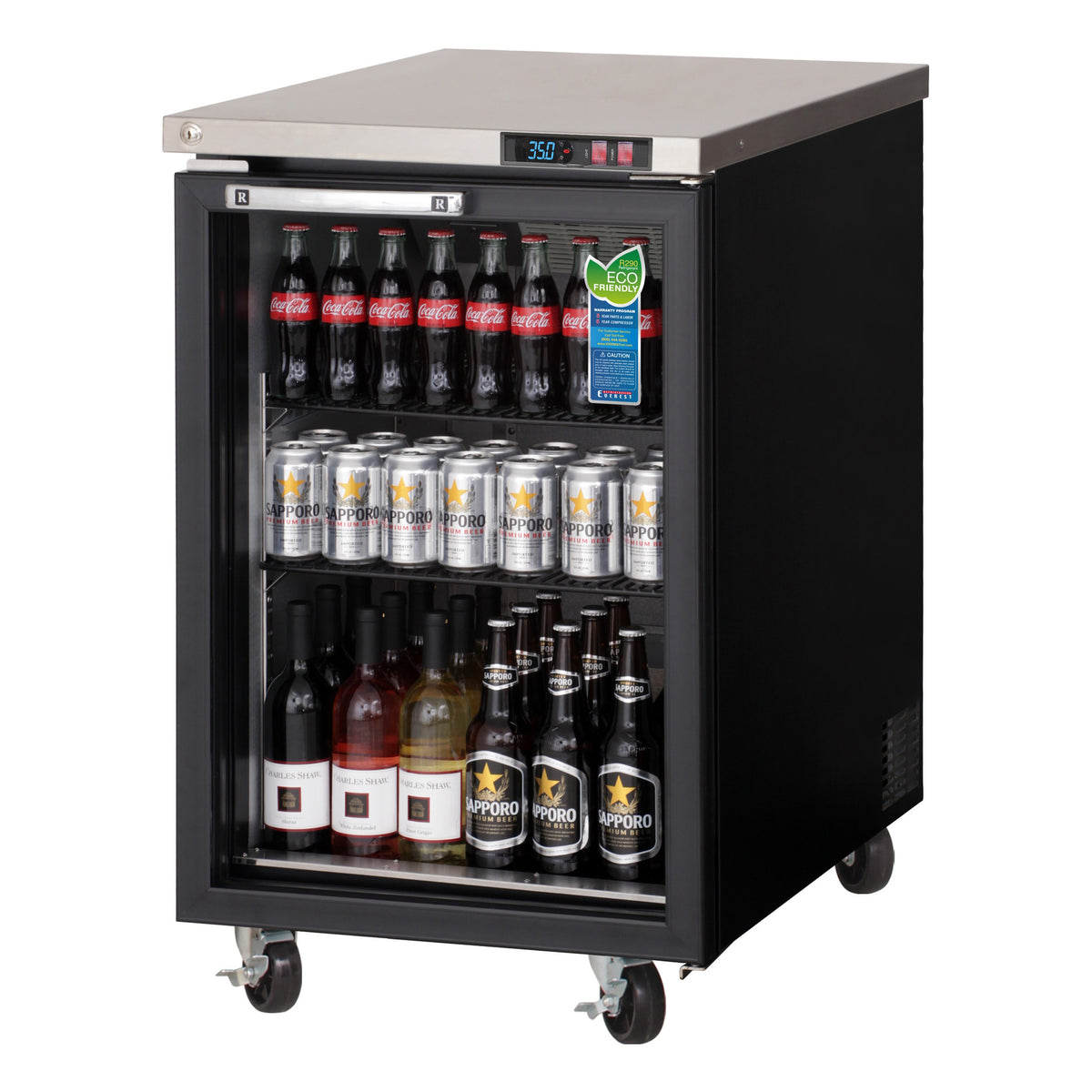 Everest EBB23G 23" One Section Back Bar Cooler with Glass Door, 8.0 cu. ft.