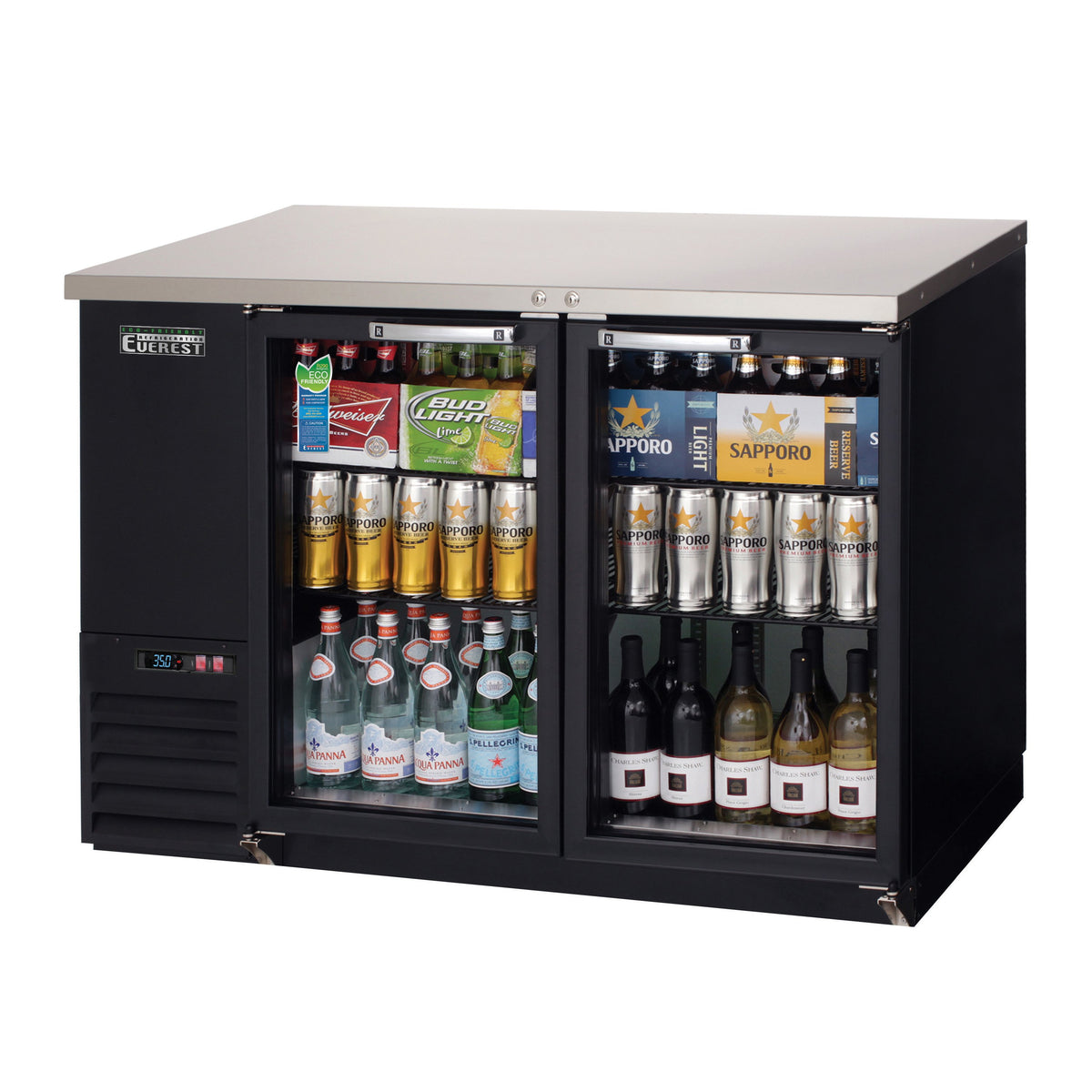 Everest EBB48G-24 49" Two Section Back Bar Cooler with Glass Door, 13.0 cu. ft.