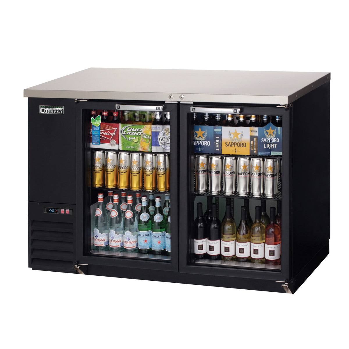 Everest EBB48G 49" Two Section Back Bar Cooler with Glass Door, 14.0 cu. ft.
