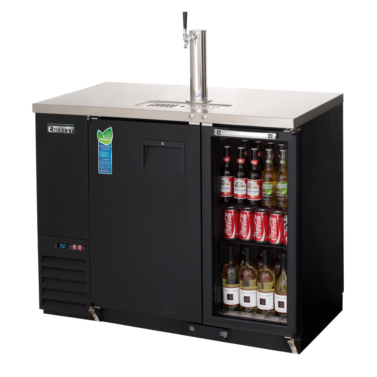 Everest EBDS2-BBG-24 49" Back Bar & Direct Draw Keg Refrigerator Combo, 1 Keg