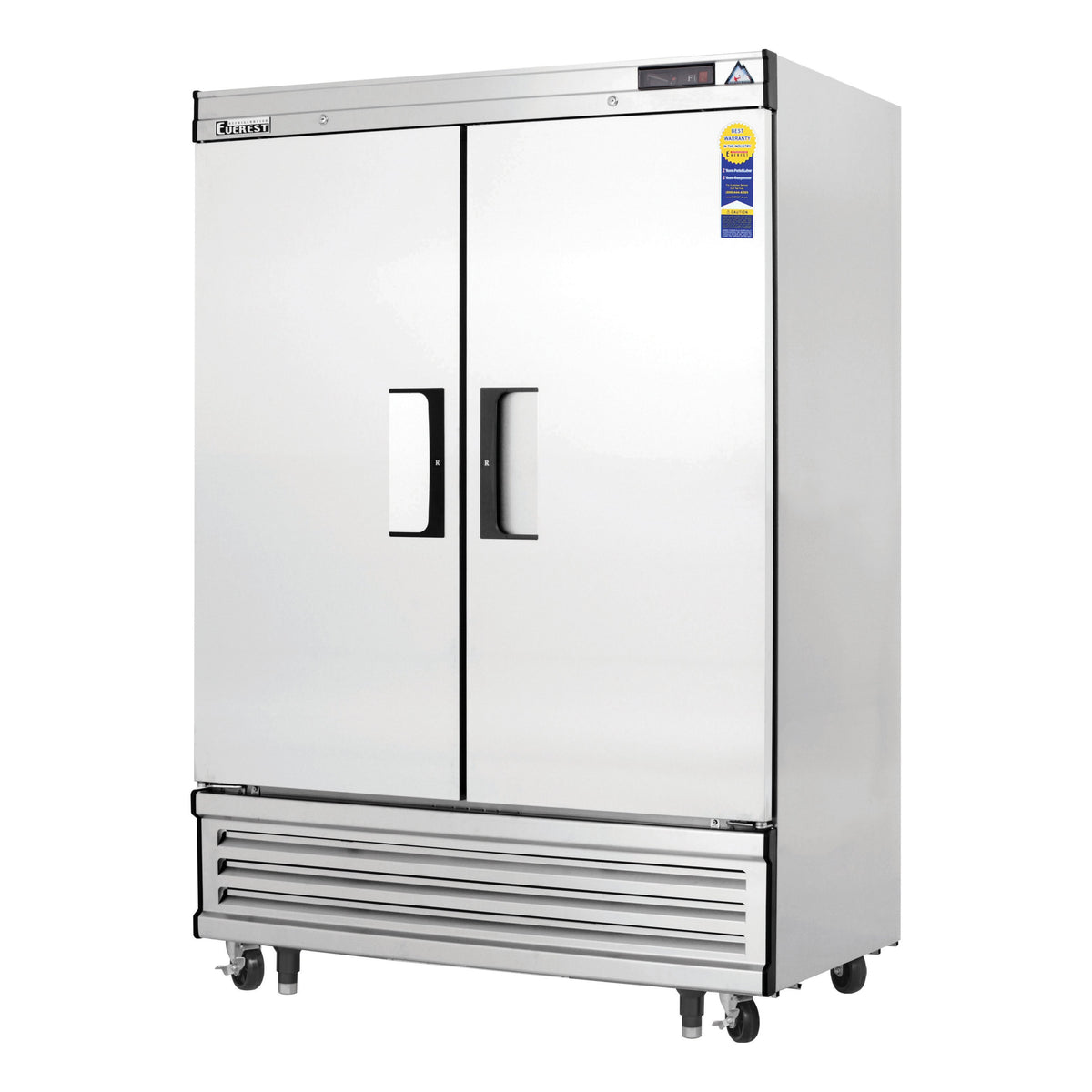 Everest Refrigeration EBF2 54" 2-Solid Door Reach-In Freezer, Bottom Mounted, 50 cu. ft., Stainless Steel