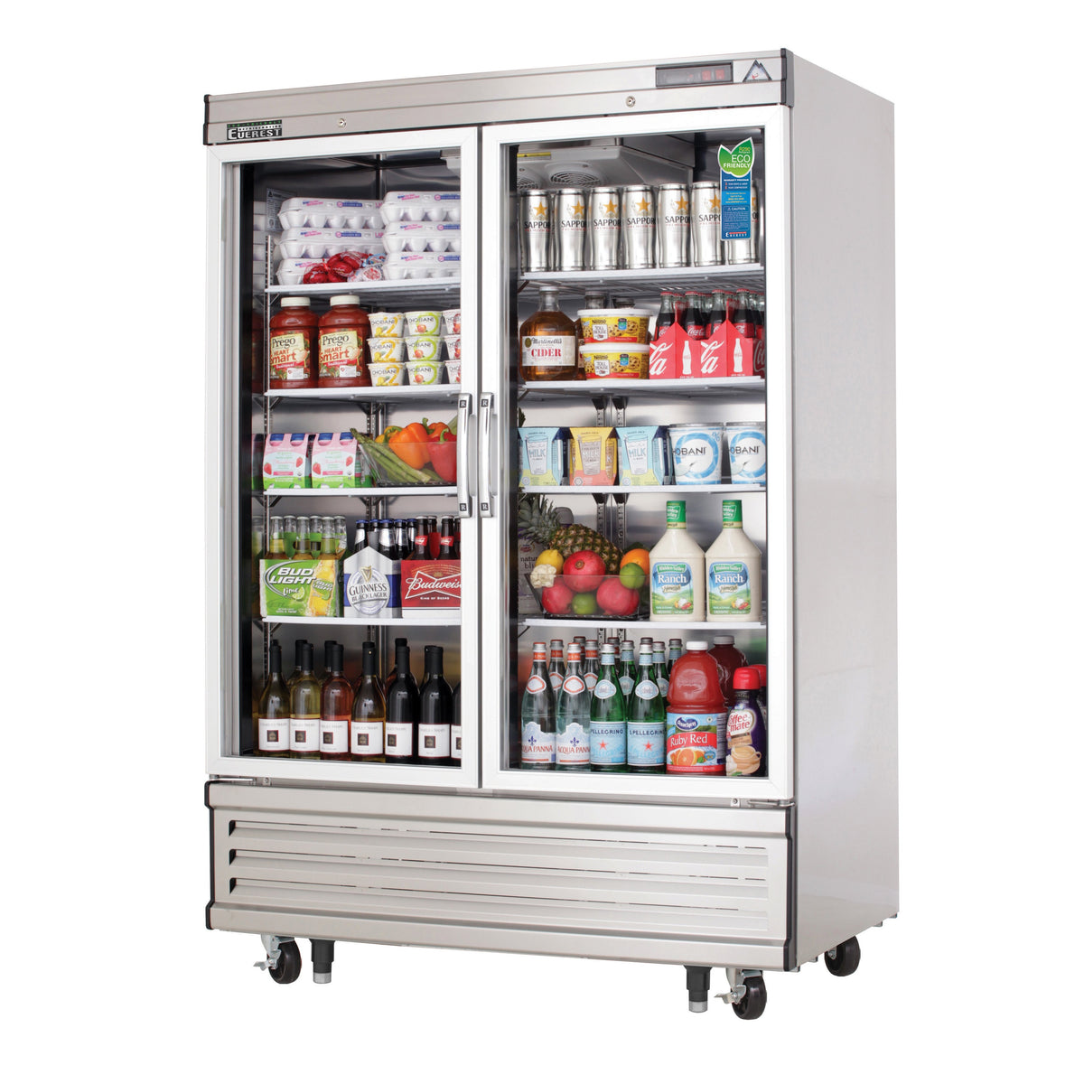Everest EBGR2 54" 2-Section Reach-In Refrigerator w/ 2 Glass Full Doors, Bottom Mount, Stainless Steel, 50 cu. ft.
