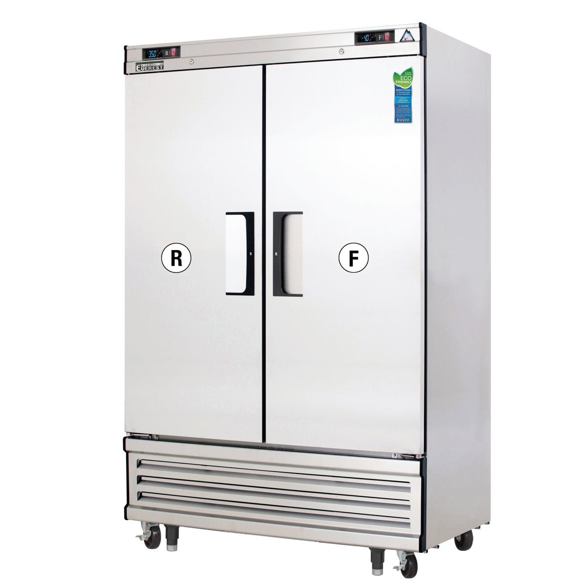 Everest EBSRF2 49" 2 Section Reach-In Refrigerator Freezer Combo w/ 2 Solid Doors, Bottom Mount