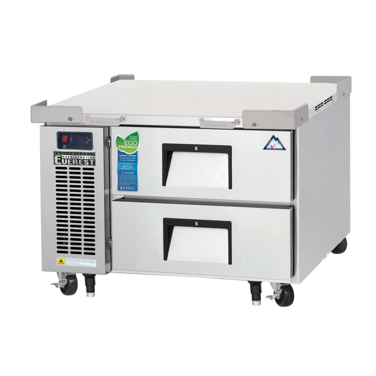 Everest ECB36D2 36" 1- Section Refrigerated Chef Base w/ Heavy Duty 2 Drawers