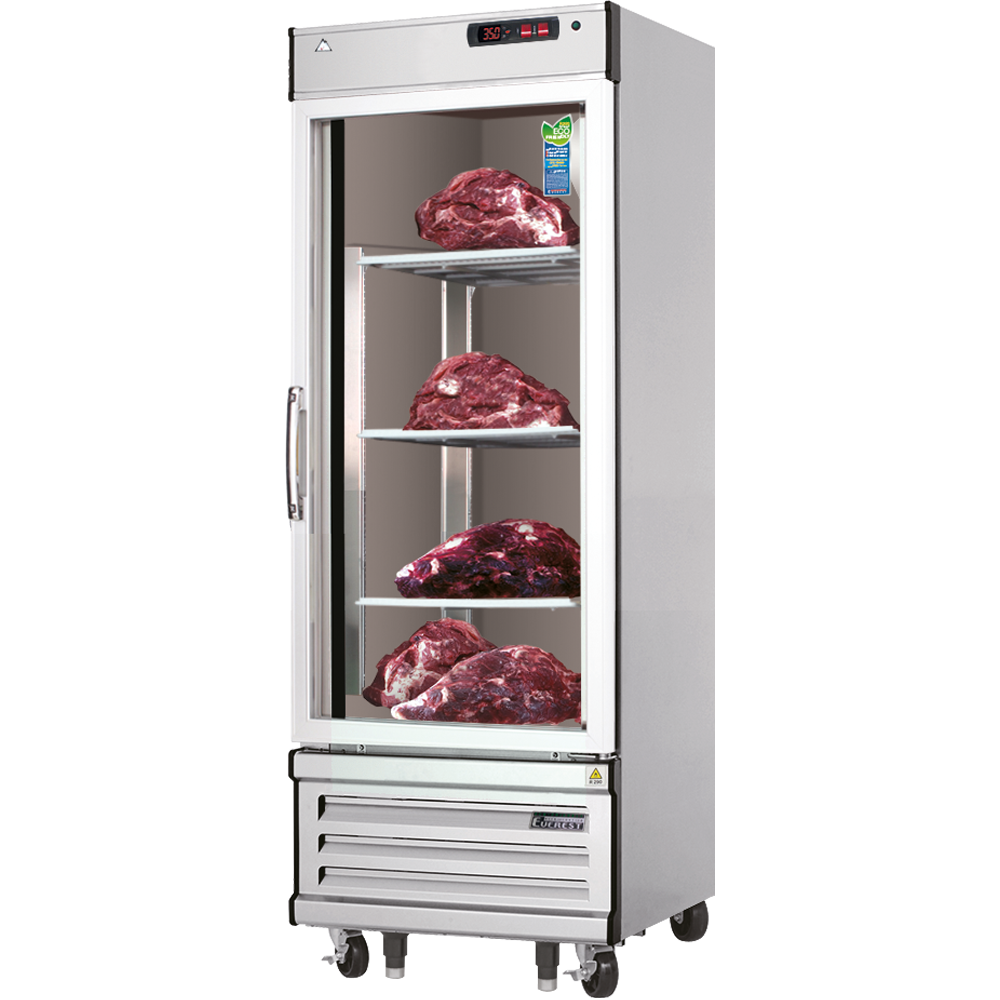 Everest EDA1-S 24" Dry Aging & Thawing Cabinet – 10.0 cu. ft., One‑Section, Stainless Steel Shelves, Glass Hinged Door