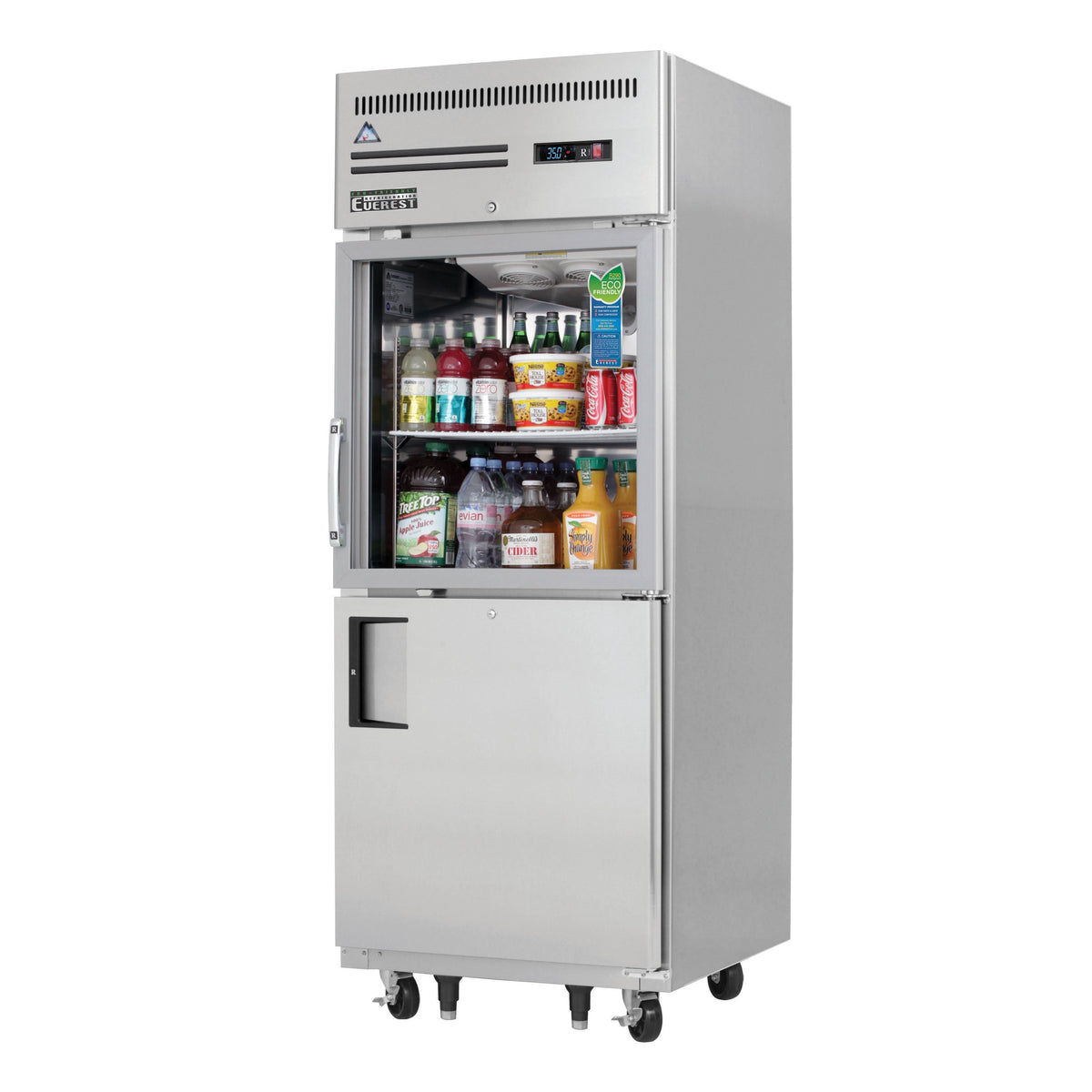 Everest EGSH2 29" 1-Section Reach-In Refrigerator w/ Solid & Glass Half Door, Top Mount, Stainless Steel, 23 cu. ft.