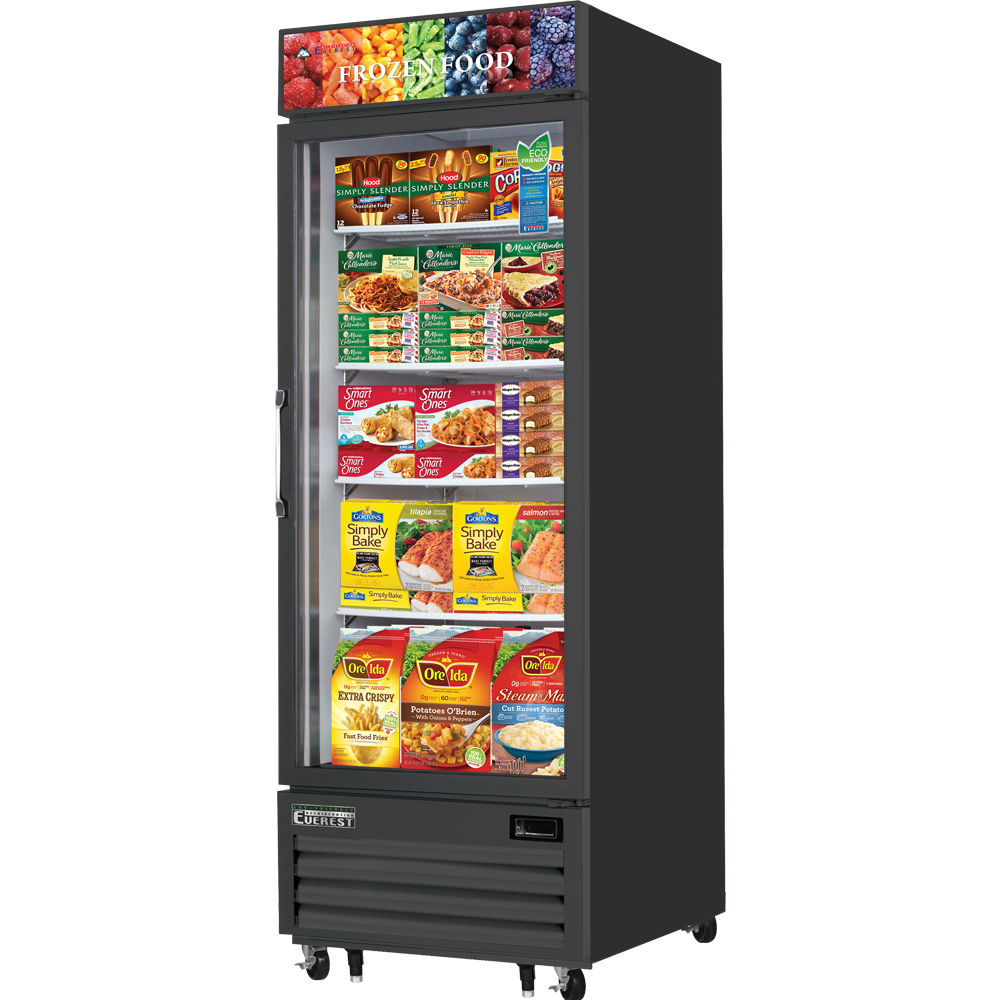 Everest Refrigeration EMGF23B 29" 1 Glass Door Freezer Merchandiser in Black, 23 cu. ft.
