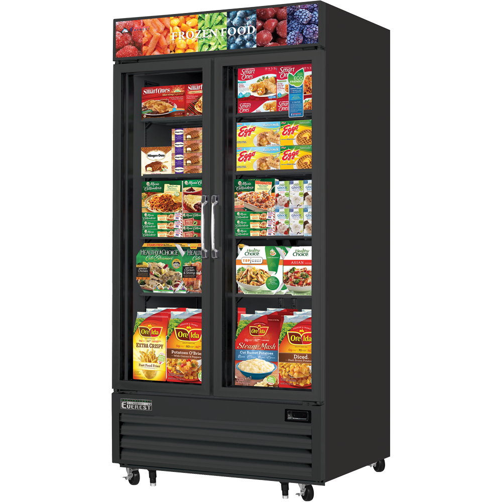 Everest Refrigeration EMGF36B 41" 2 Glass Door Freezer Merchandiser in Black, 36 cu. ft.
