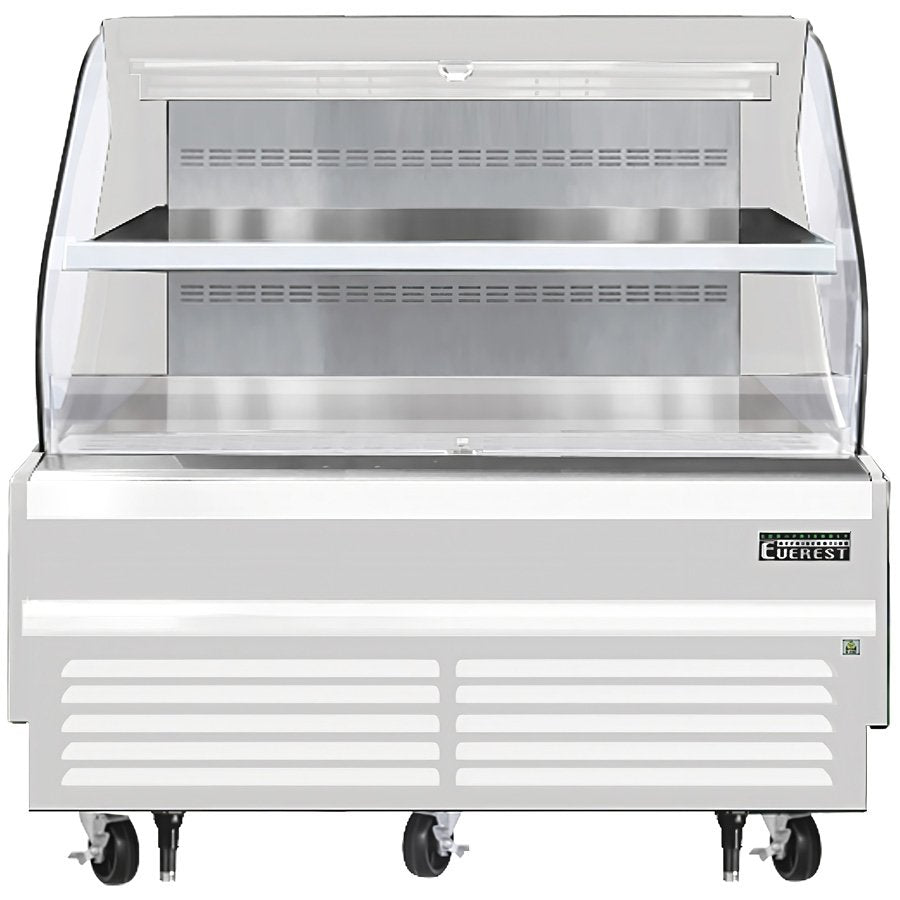 Everest EOMH-60-W-35-T 60" Horizontal Open Air Merchandiser in White, 2 Shelves, Open Curved, 12.3 cu. ft.