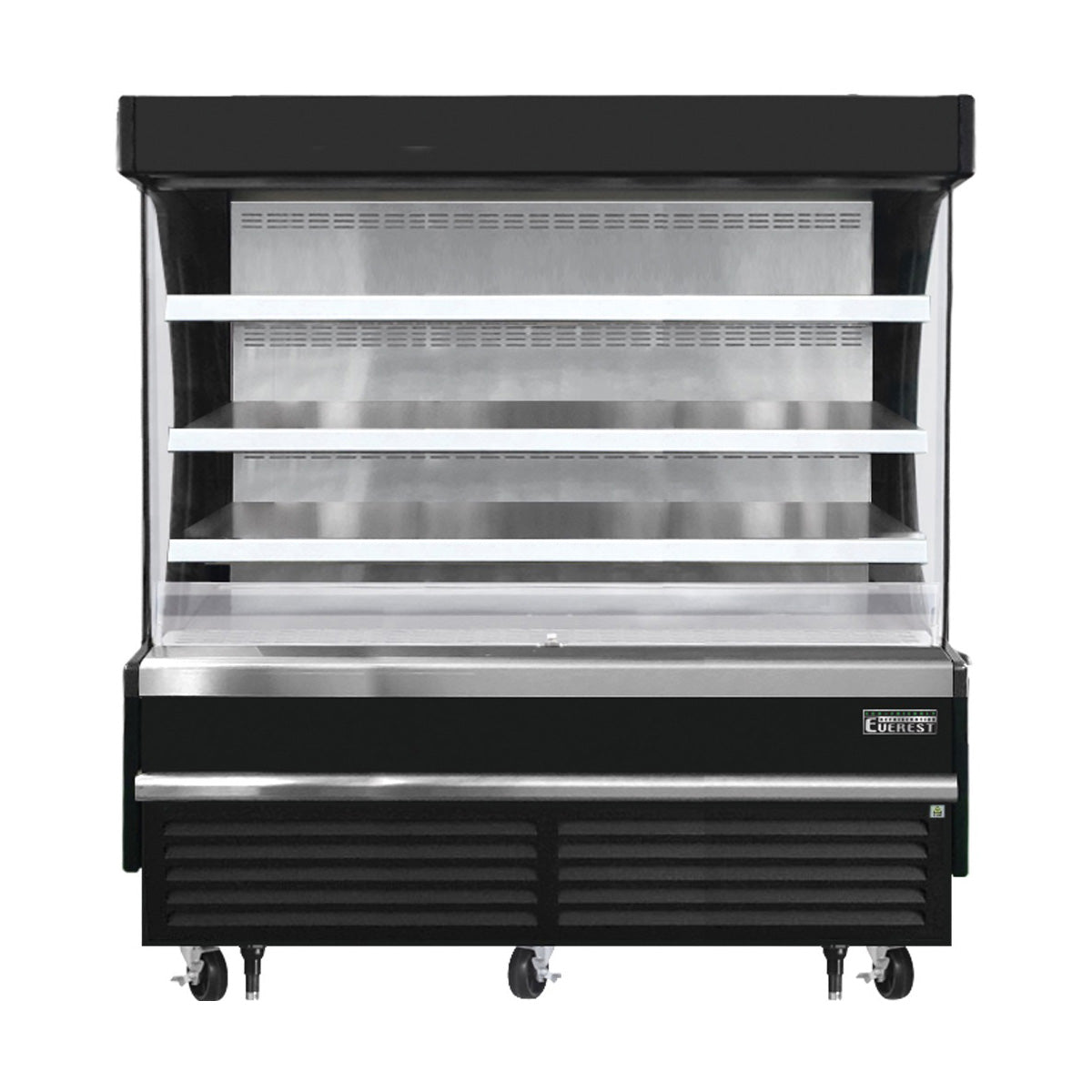 Everest EOMV-72-B-28-S 73" Vertical Open Air Merchandiser in Black, High Profile, 3 Shelves, 19 cu. ft.