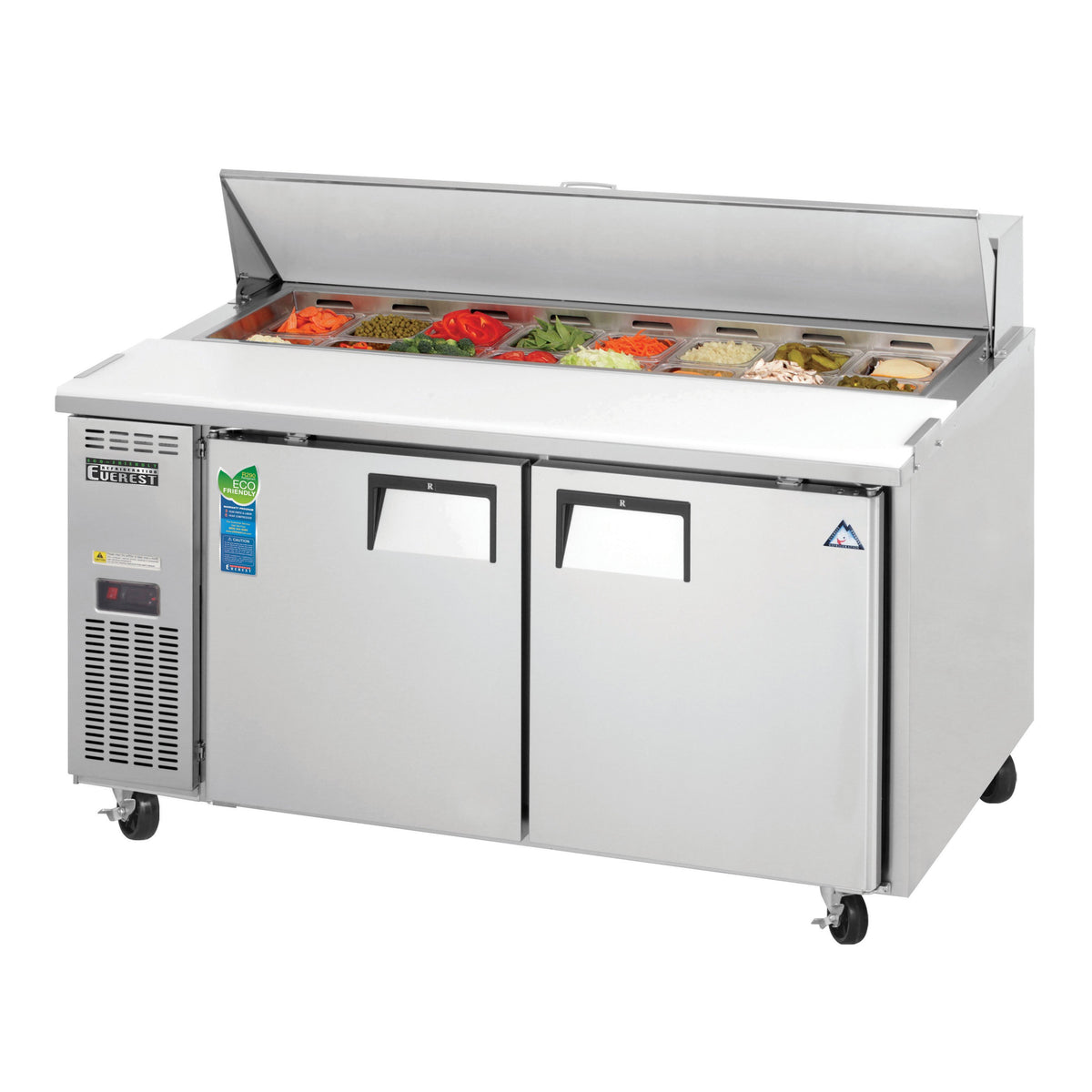Everest EPWR2 59" Two Section Refrigerated Sandwich/Salad Prep Table w/ 2 Doors, 16 Pans