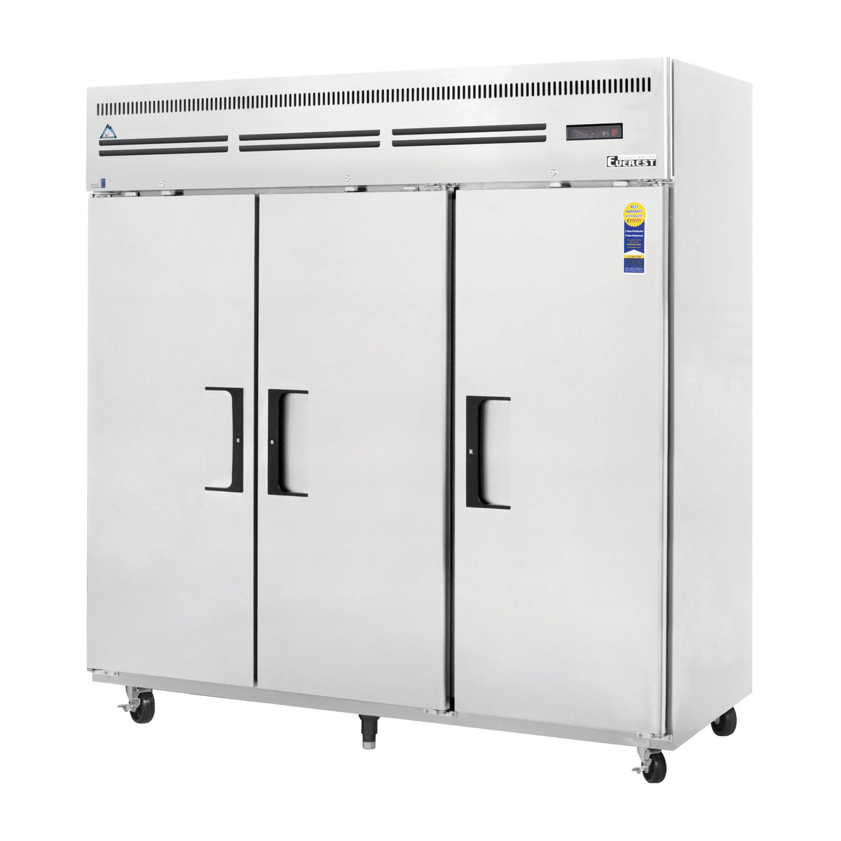 Everest Refrigeration ESF3 74.75" 3-Solid Door Reach-In Freezer, Top Mounted, 71 cu. ft., Stainless Steel