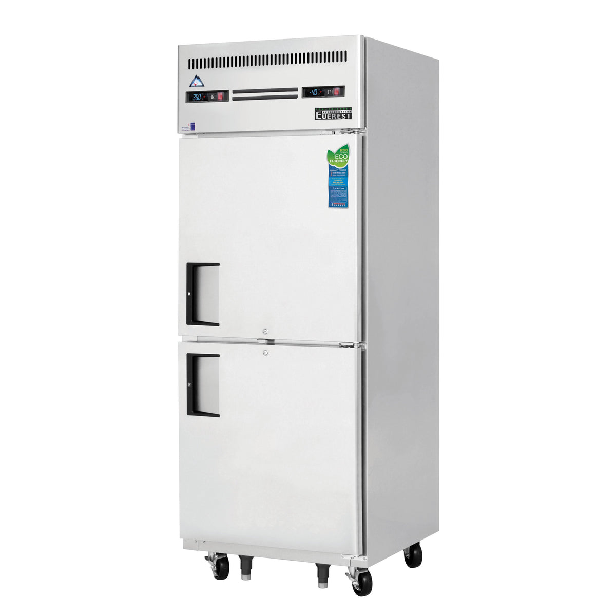 Everest ESRFH2 29" 1-Section Reach-In Refrigerator Freezer Combo w/ 2 Half Solid Doors, Top Mount