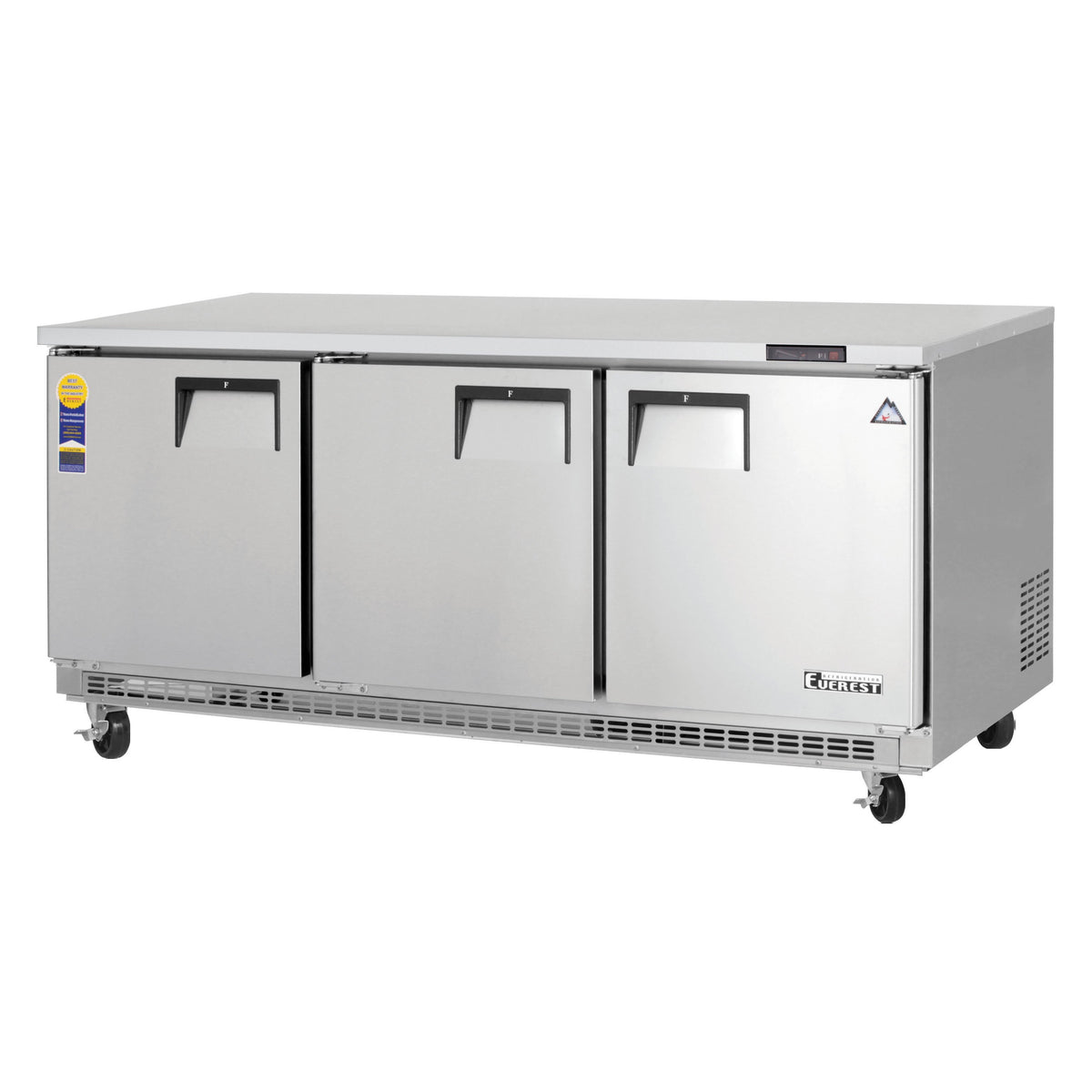 Everest Refrigeration ETBF3 71" 3-Door Front Breathing Worktop Freezer, Stainless Steel, 22.0 cu. ft.