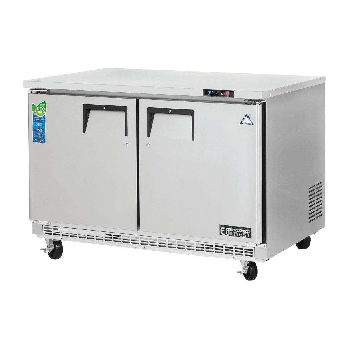 Everest ETBR2 48" 2-Door Undercounter Refrigerator, Stainless Steel, Front Breathing, 14 cu. ft.