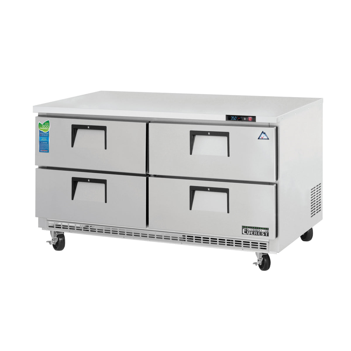 Everest ETBWR2-D4 59" 4-Drawer Undercounter Refrigerator, Steel Finish, Breathing, 18 Cu Ft