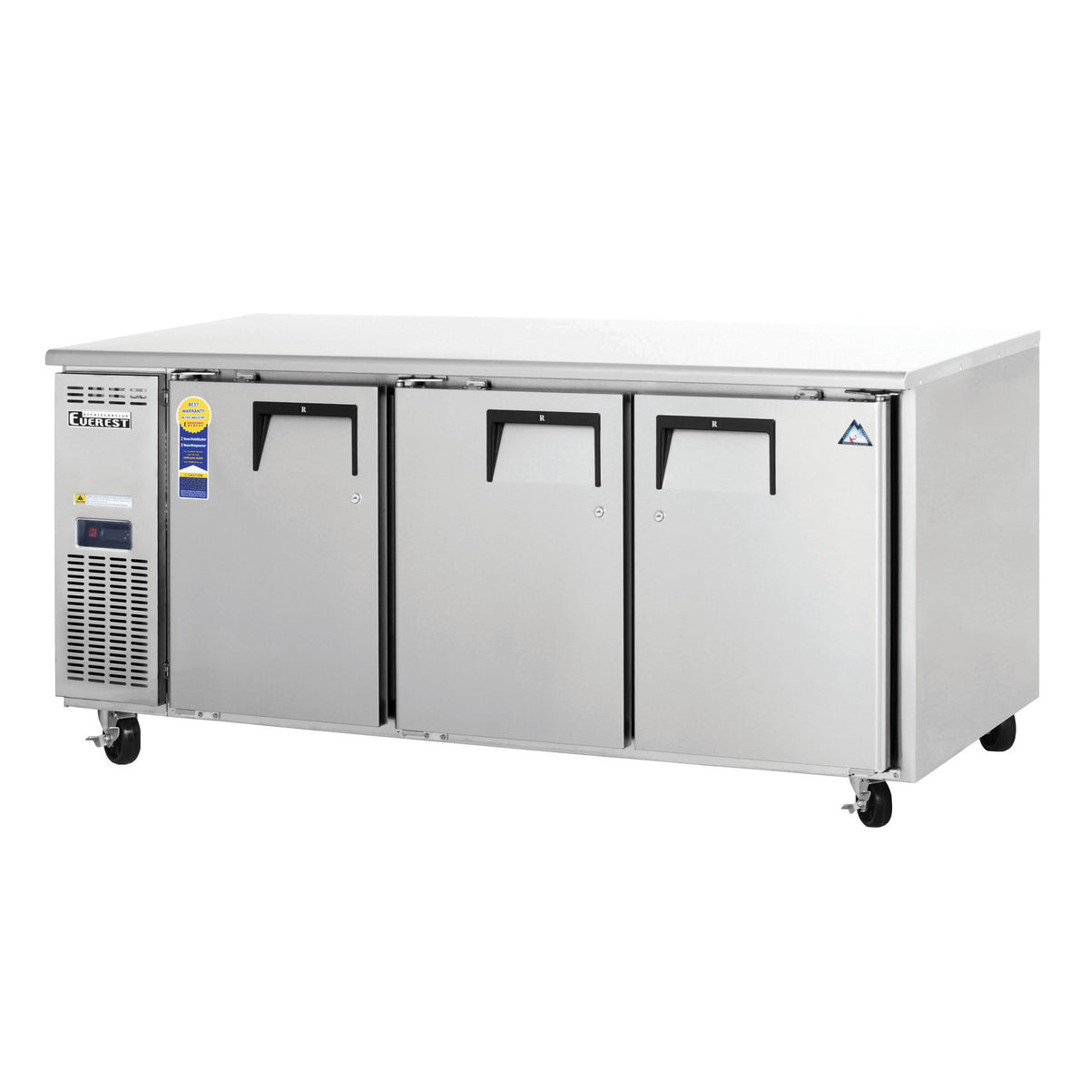 Everest Refrigeration ETF3 71" 3-Solid Door Worktop Freezer, Stainless Steel, 22.0 cu. ft.