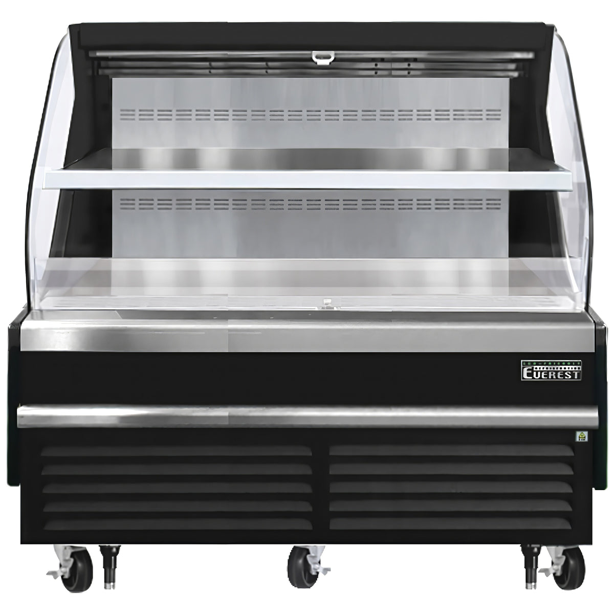Everest EOMH-72-B-35-T 73" Horizontal Open Air Merchandiser in Black, 2 Shelves, Open Curved, 15.2 cu. ft.