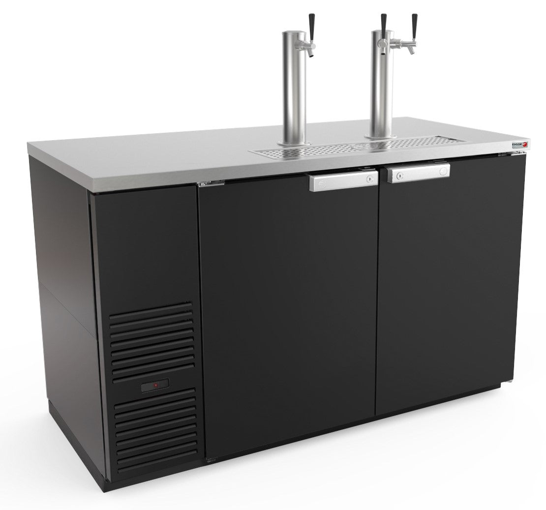 Fagor FDD-59-N 59" Draft Beer Cooler, Black, 3-Keg 48"-59" Width, Stainless 2-Column 3-Tap, Compressor