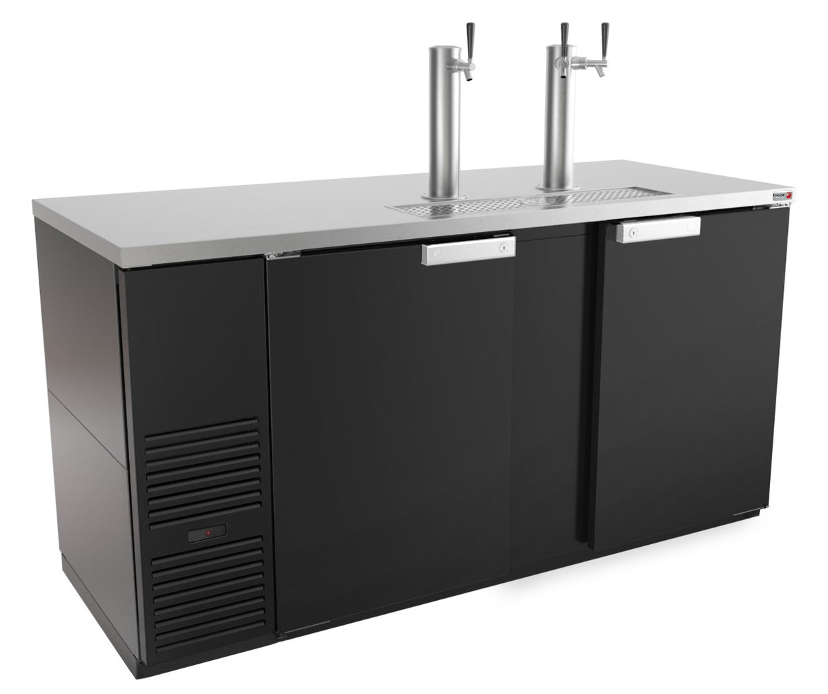 Fagor FDD-69-N Draft Beer Cooler, 69" Width, 3-Keg, Black, 2-Column 3-Tap, 1/3 hp, CETLus UL NSF