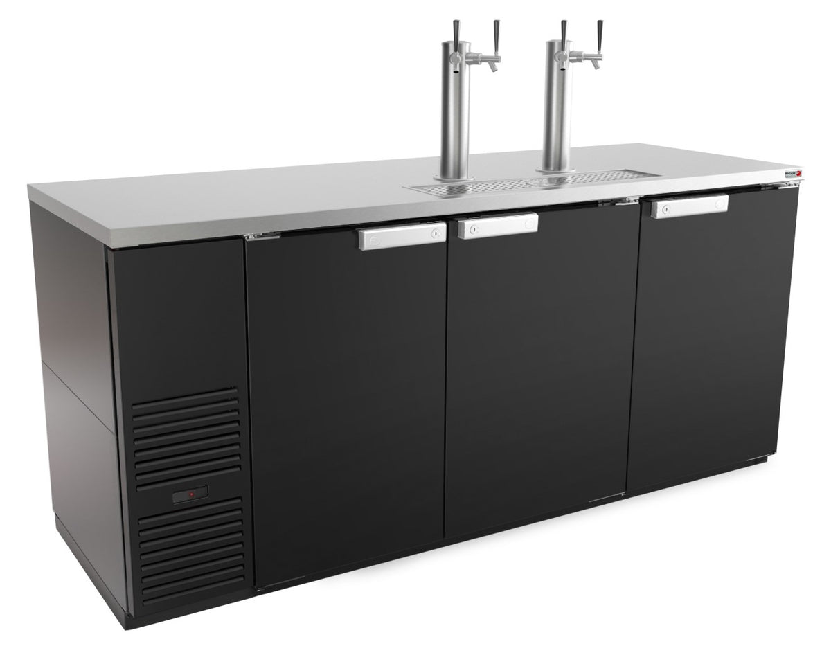 Fagor FDD-79-N 73" Keg Cooler, 4-Keg, Black, 18 Ga Top, Faucets, Self-Contained 1/3 Hp Compressor