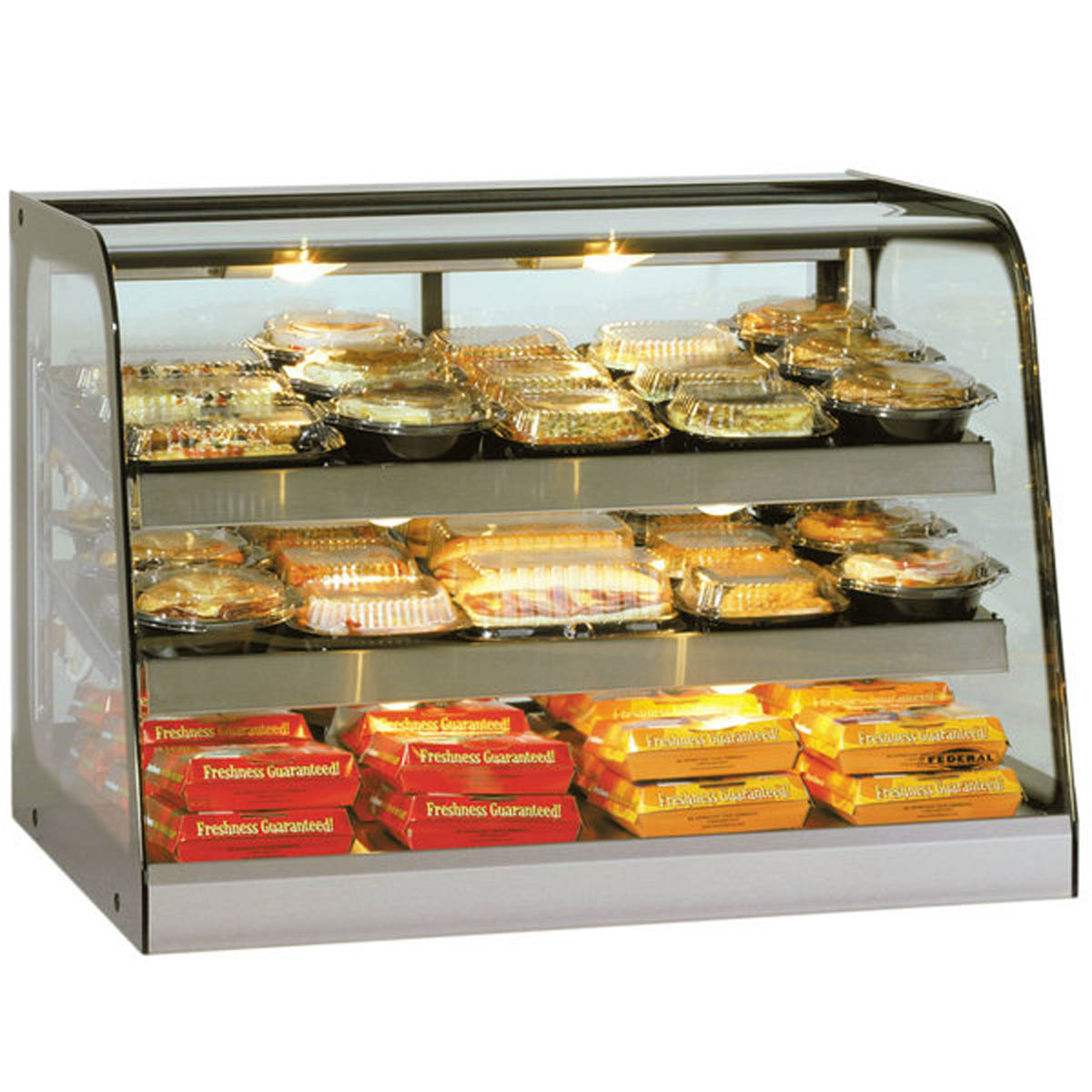 Federal Industries CH3628 35" 2-Glass Door Countertop Food Display, 2 Heated Shelves, Top Light